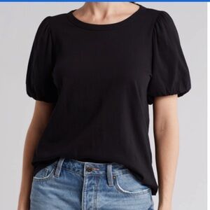 T Tahari Bubble sleeve Black Blouse